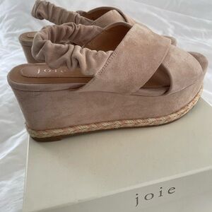 Joie “Garden” Suede Wedge Sandal (Blush color)